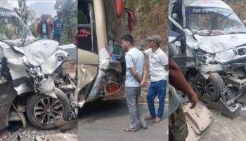 कैलालीको चुरेमा विद्युतीय हाइस र बस एकआपसमा ठोकिए, तीन जना घाइते 