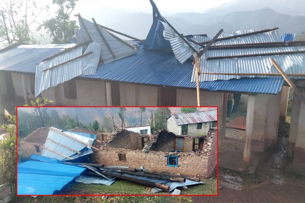 हावाहुरीले विद्यालय भवनका छाना उडायो 