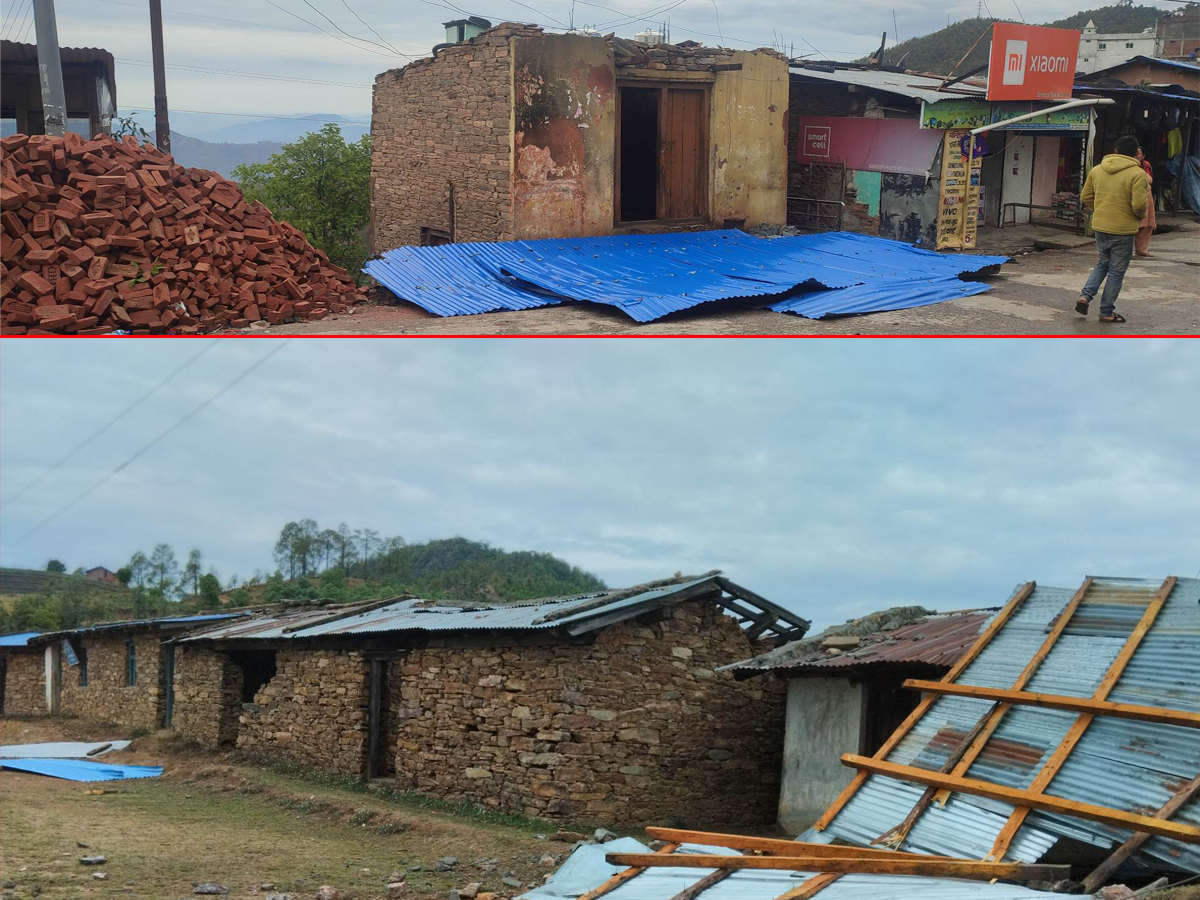 बैतडीका विभिन्न ठाउँमा हावाहुरीले क्षति पुर्यायो 