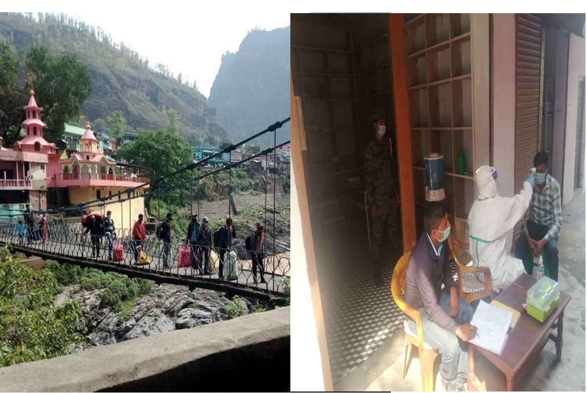 बैतडीः दशैं नजिकिए संगै  झुलाघाट नाकाबाट स्वदेश फर्कने बढे, स्वास्थ्य परीक्षण गरेर पठाइदै