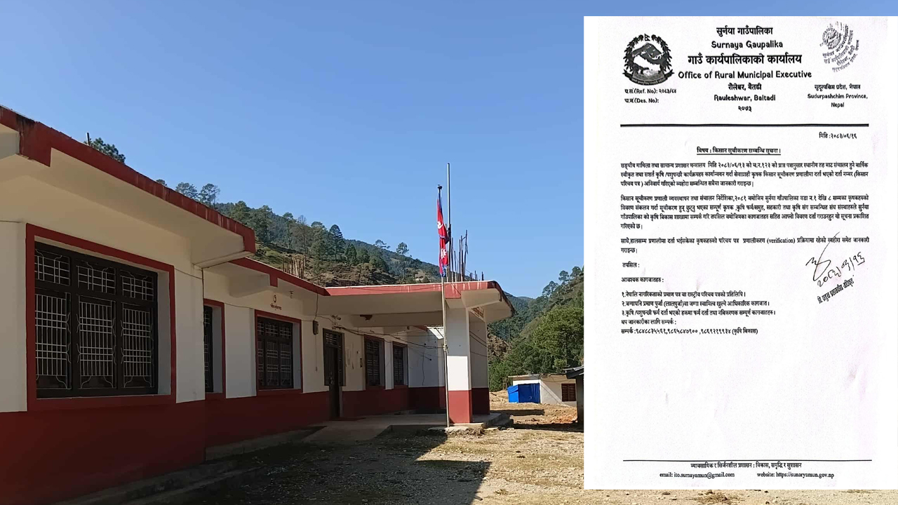 सरकारी सेवा सुविधाका लागि सुर्नयामा किसान सूचीकरण अनिवार्य 