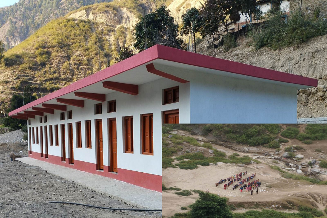 बैतडीको एक  विद्यालयमा चिटिक्क परेको चारकोठे भवन, विद्यार्थी बस्न पाउँदैन्न् !